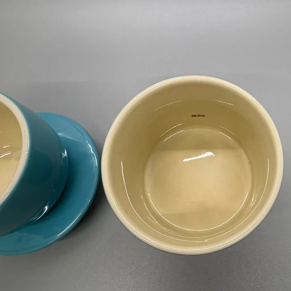 Le Creuset Stoneware Butter Bell Crock (discontinued) Caribbean Blue/Teal Ombré - Picture 8 of 9